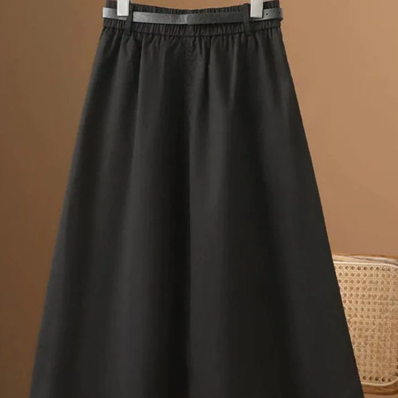 With Pocket Women's Skirt A Line To Knees Length Female Skirts Modest Korean Style Offer Original Hot Cheap 2024 Trend Premium