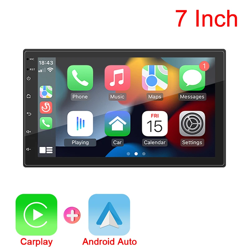 Hippcron 2 Din autoradio Draadloos Carplay Android Auto-autoradio 7/9 inch multimediaspeler IPS touchscreen Linux-systeem FM BT