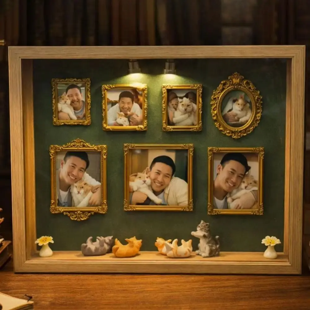 Silhouette Box DIY Mini Museum Box Mini Figurines Gold Frames Shadow Box Frame Kit Handmade Craft 8 Gold Mini Photo Frames