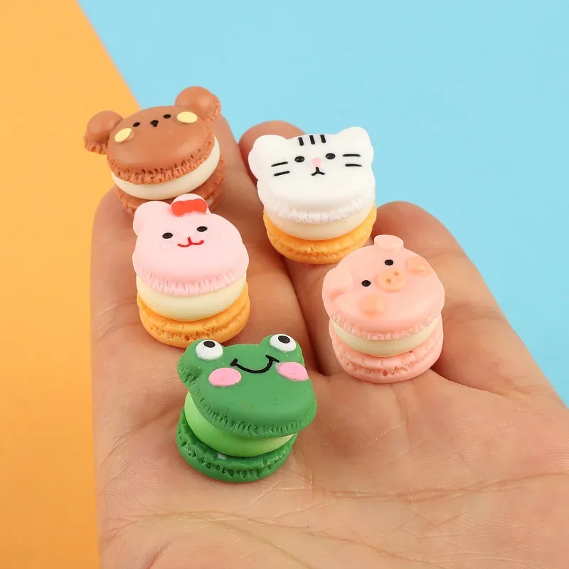 10pcs Kawaii Mini Cartoon Resin Animal Sandwich Biscuits Flatback Charm Scrapbook Accessories Embellishments Dollhouse Diy Craft