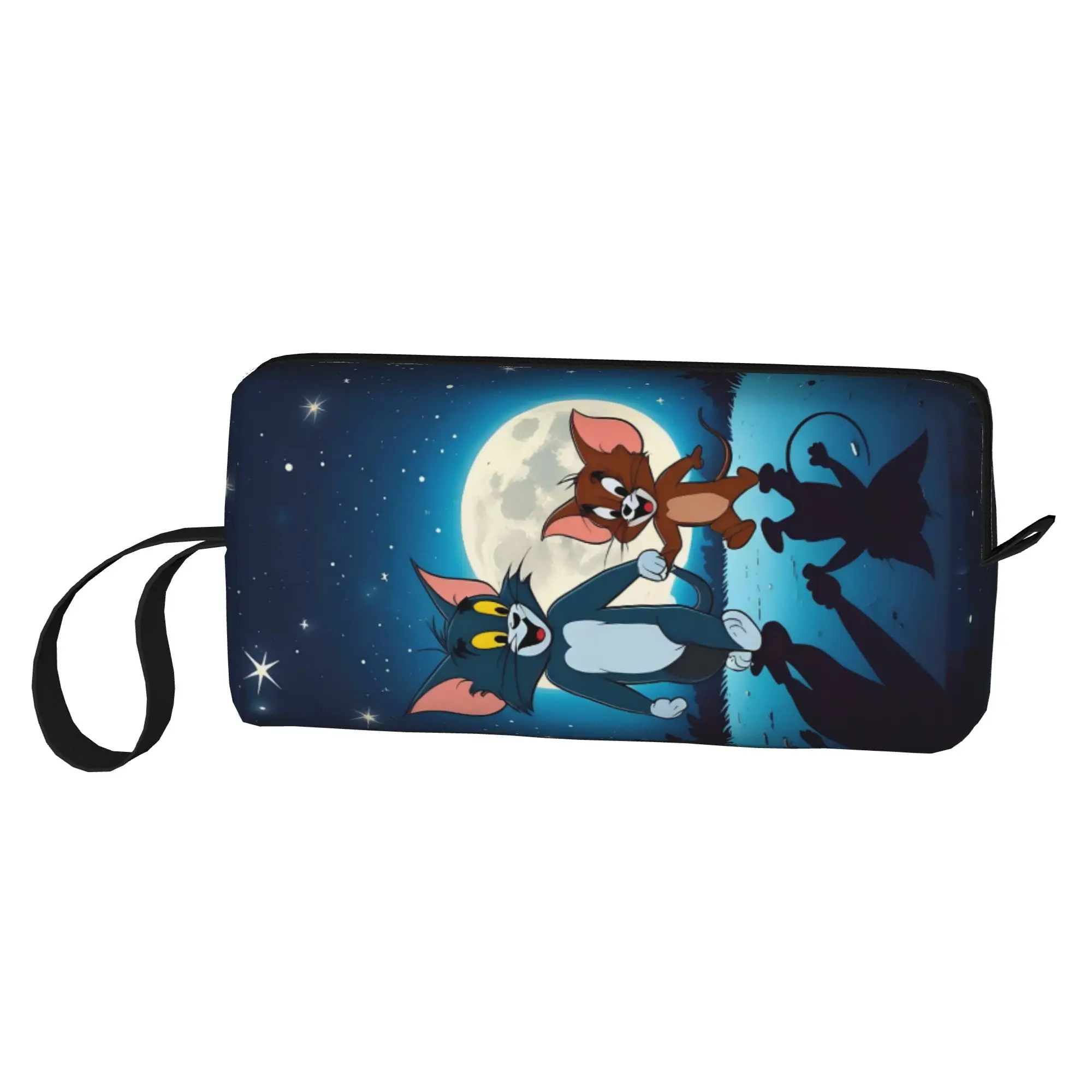 Custom Travel Moonlight Toiletry Bag Portable T-Tom And J-Jerry Cosmetic Makeup Organizer for Women Beauty Storage Dopp Kit Case