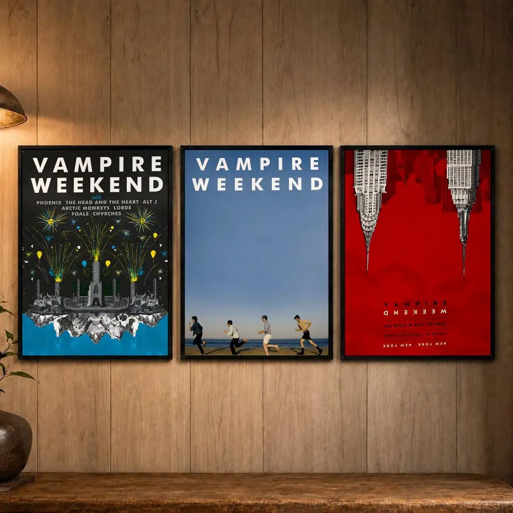 Precision Band V-Vampire WeekendS Poster Self-adhesive Art Poster Decoracion Painting Wall Art White Kraft Paper Home Decor
