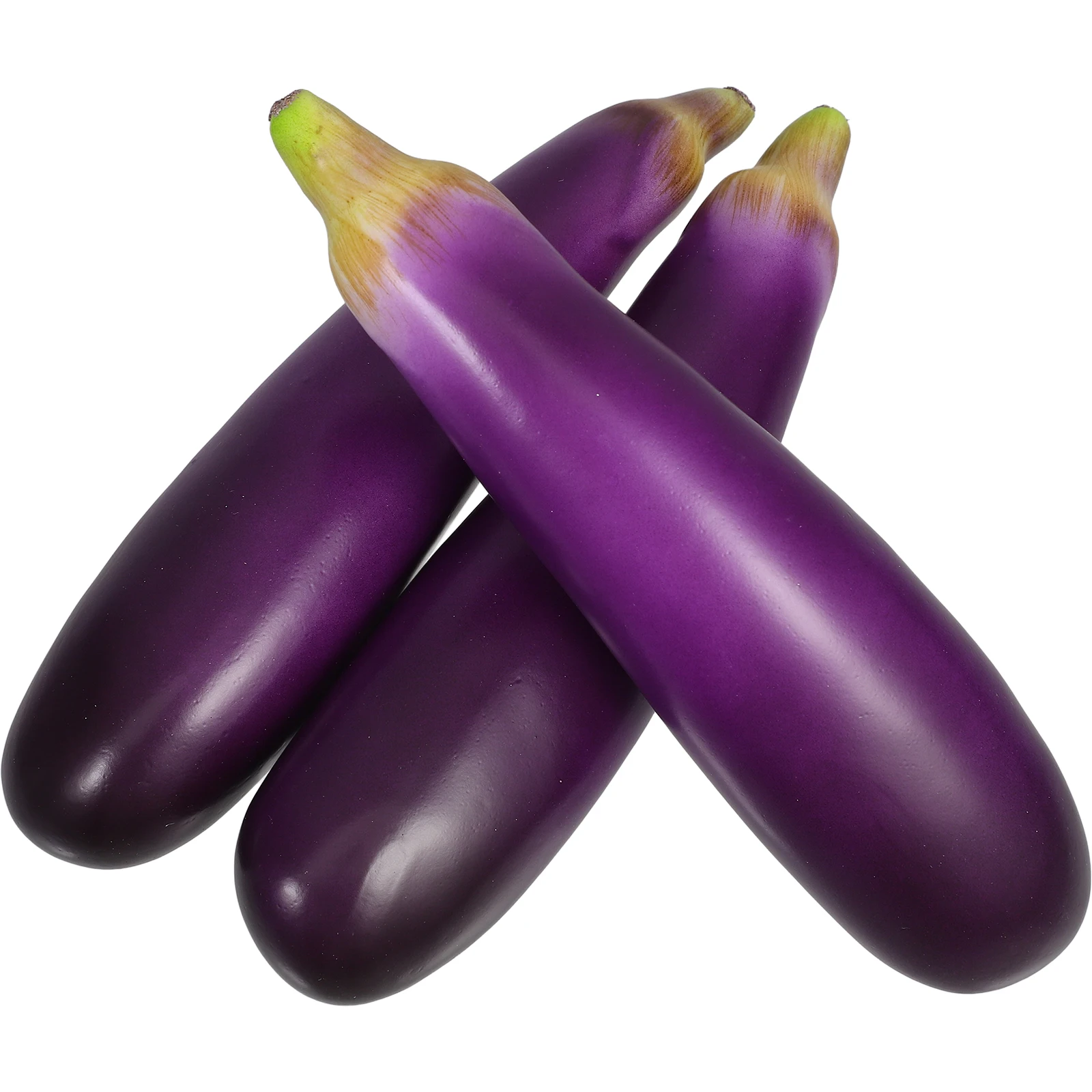 

3pcs Artificial Eggplants Realistic Faux Vegetable Decor Home Kitchen Office Desk Photo Props Simulation Food Ornament