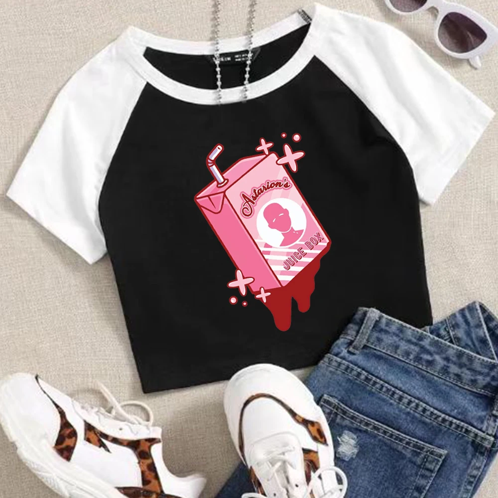 Astarion BG3 Crop Tops Astarion Juice Box Crop Tops Gift for Astarion Fan Astarion Game O-Neck Short Sleeves Crop Tops