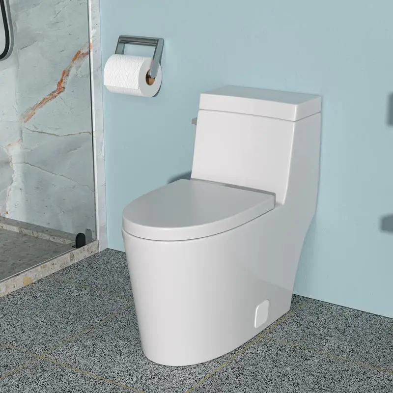 

Ceramic One-Piece Toilet, Single Flush with Soft-Close Seat, Water-Saving Design, Modern Bathroom Fixture