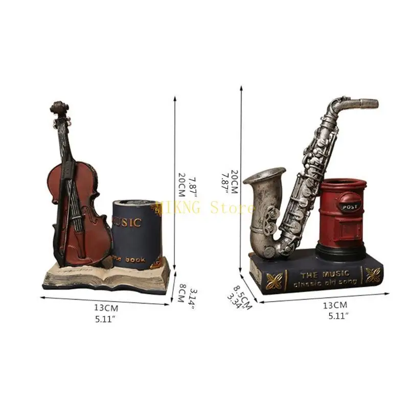 Antique Pen Cup Saxophon Pencil Penciler Fuente pluma Postbount Presente Adornos escritorio vintage para escuela en