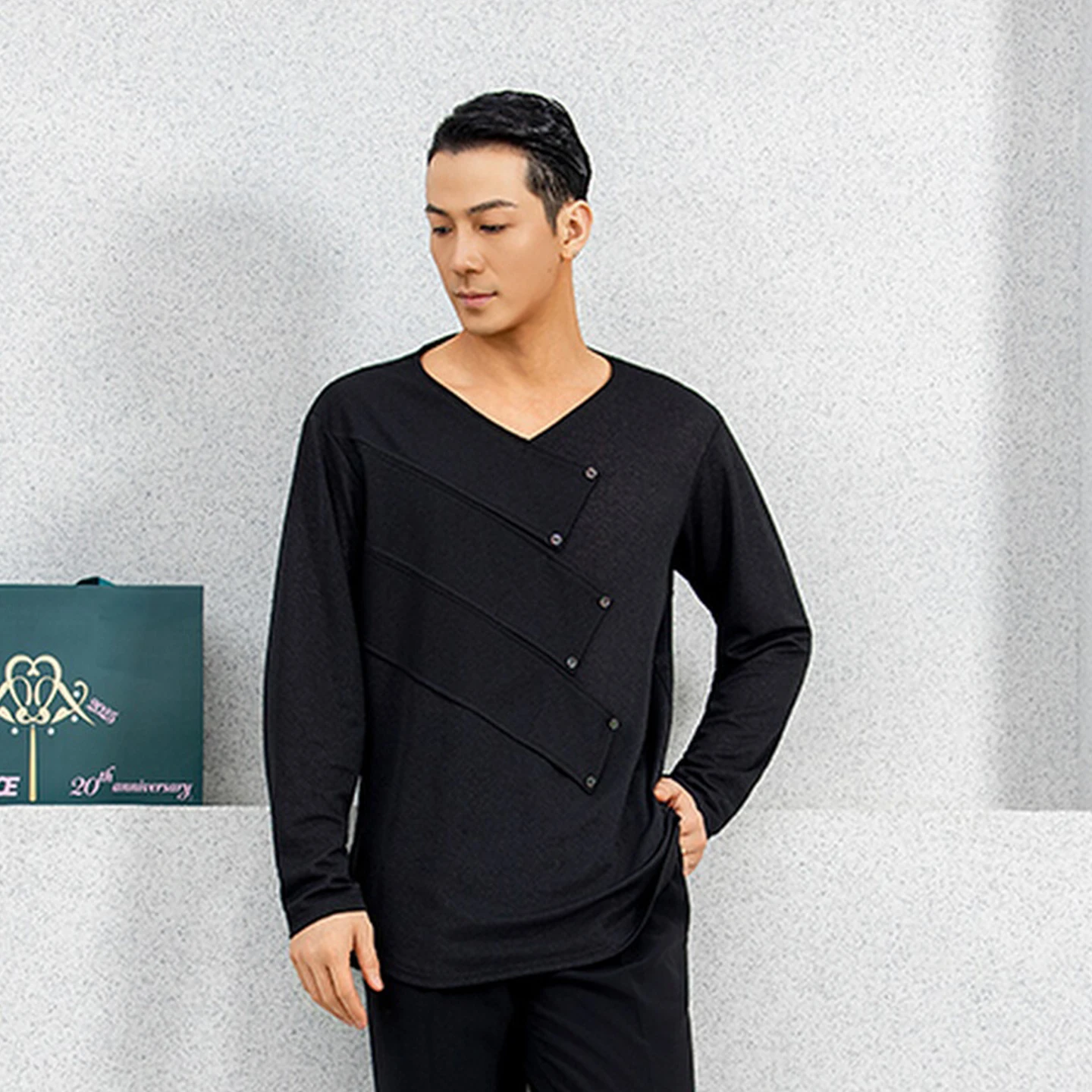 Latin Dans Kostuums Zwart Shirt Praktijk Kleding Mannen Moderne Dans Lange Mouw Top Mannelijke Latin Samba Chacha Dans Slijtage DQL11827