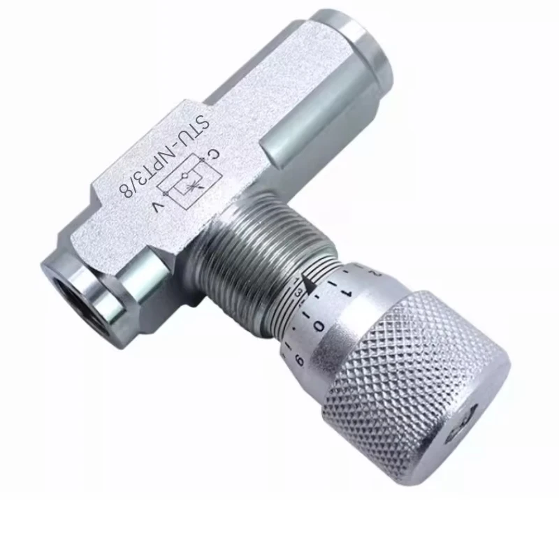 NPT Female Thread Hydraulic Flow Valve Silver Hydraulic Flow Control Valve Brewery Precision-machined Carbon Steel