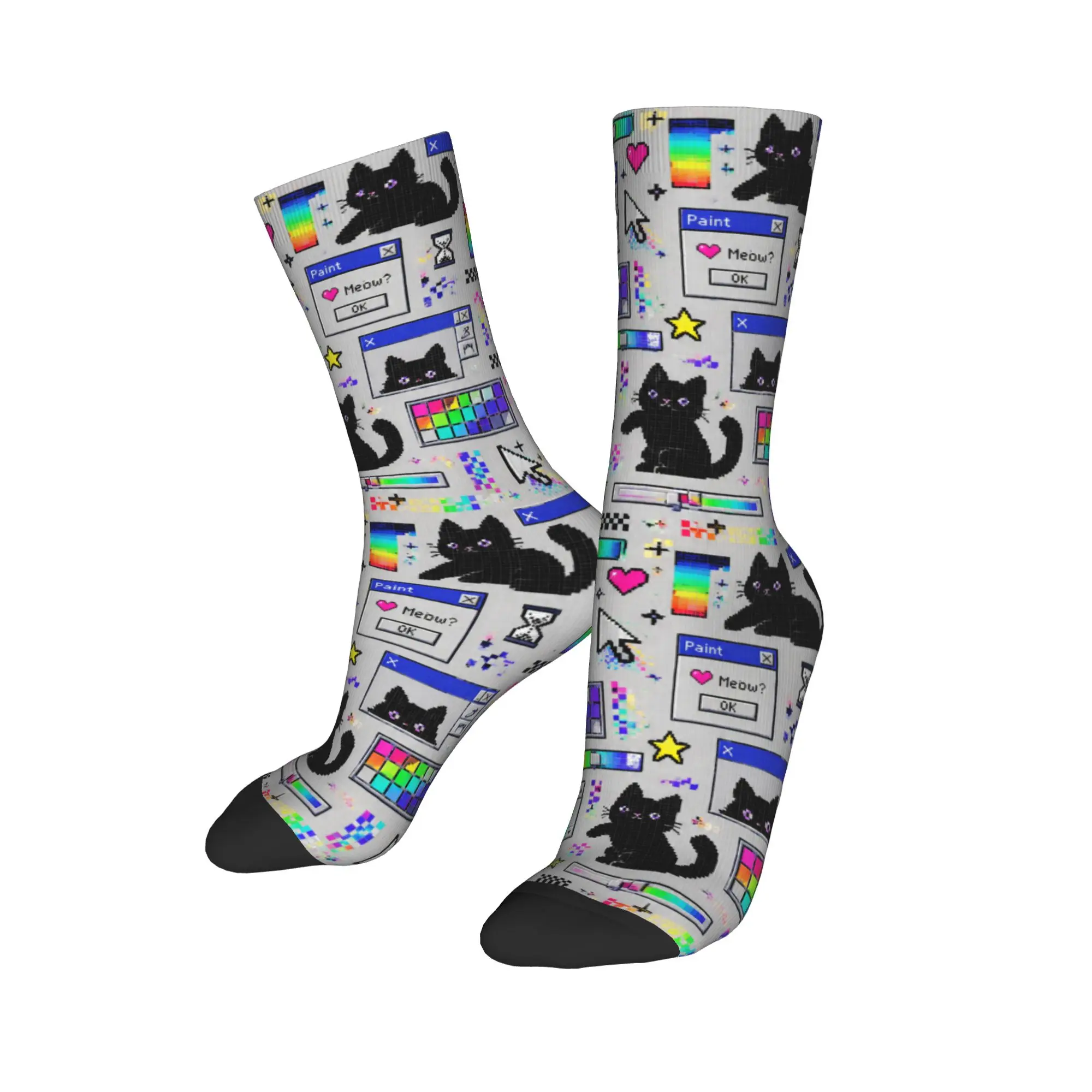 Men Socks Cyber ​​retro computer system malfunction pop up window Stockings Spring Casual High Quality Socks Anti Slip Socks