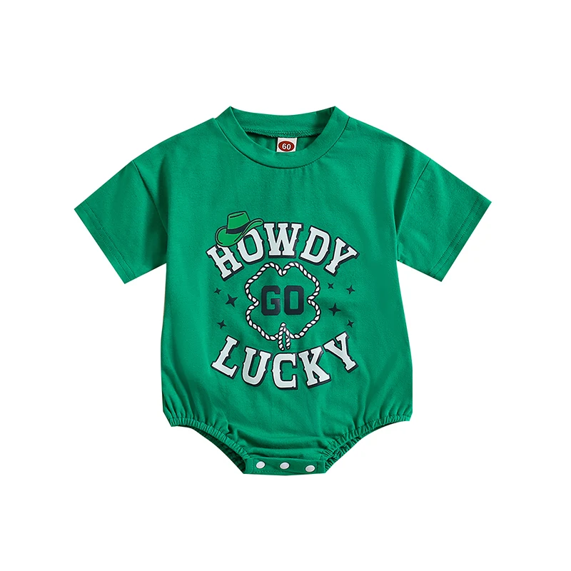 Baby Girl Boy Romper St Patrick s Day Outfits Casual Short Sleeve Shamrock Letter Print Bodysuit Spring Playsuit