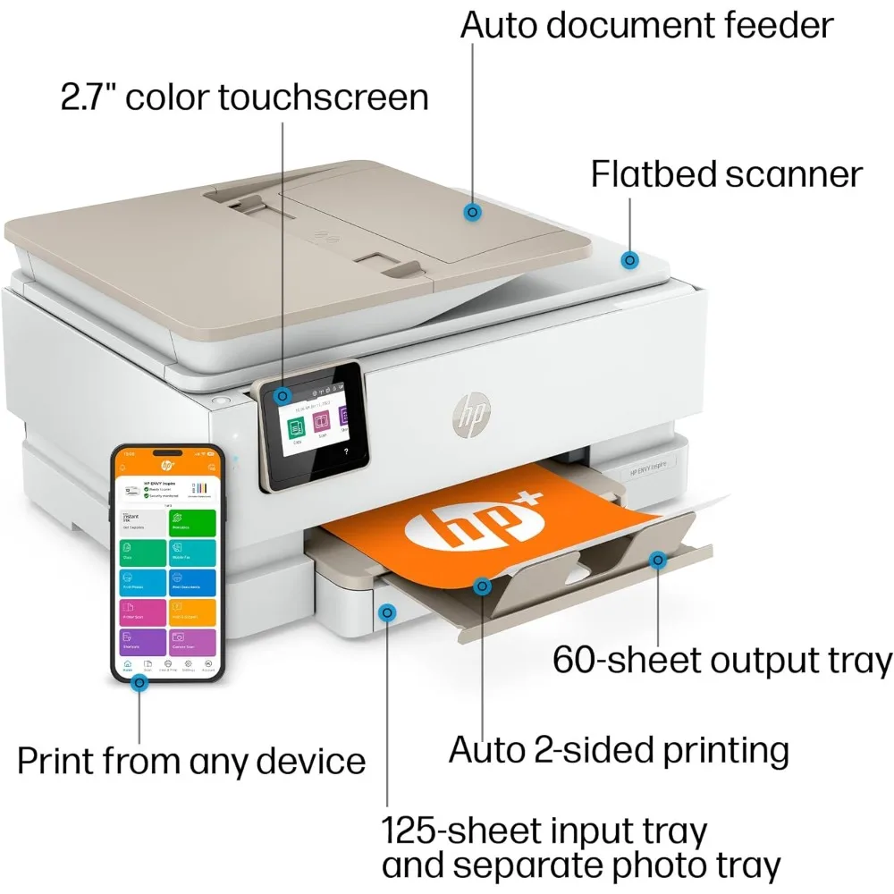 Afgunst Inspireren 7958e Draadloze Kleur Inkjetprinter, Afdrukken, Scannen, Kopiëren, Eenvoudige Installatie, Mobiel Printen, Het Beste Voor Thuis, Instant Inkt