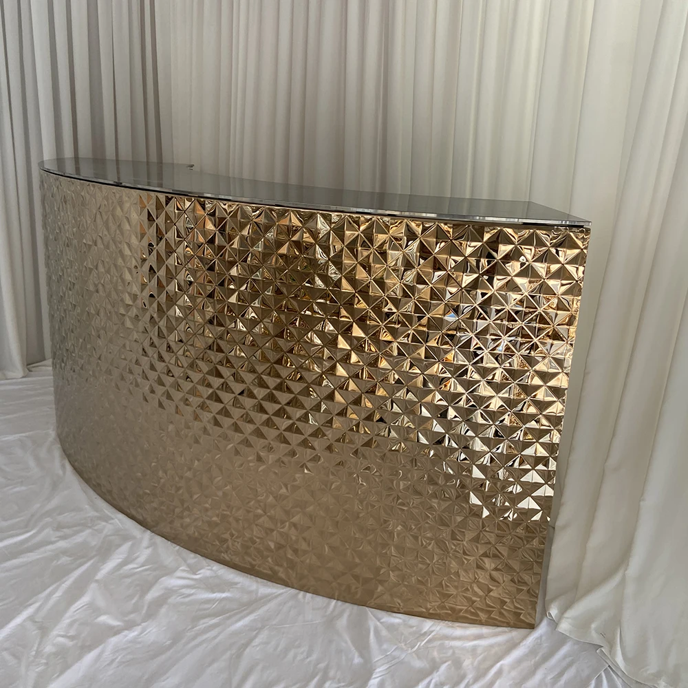 Modern Luxury Stainless Steel Round Bar Height Table Wedding Rental Bar Counter for Events