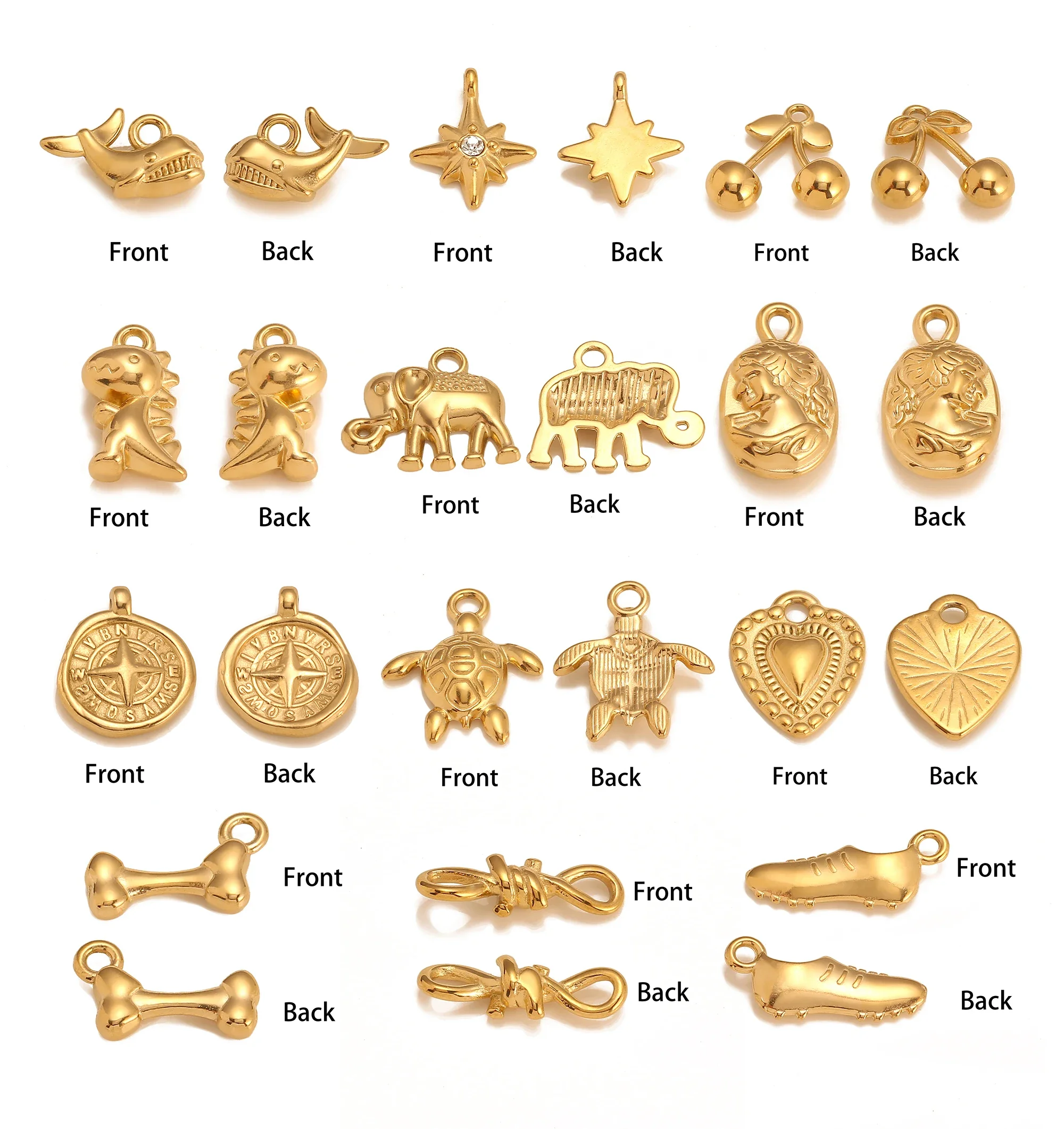 3 Stück schöne Dinosaurier/Wal/Marine Schildkröte/Herz Charms Edelstahl Tiere Anhänger für Halskette Armband DIY Schmuckherstellung – Detail 2