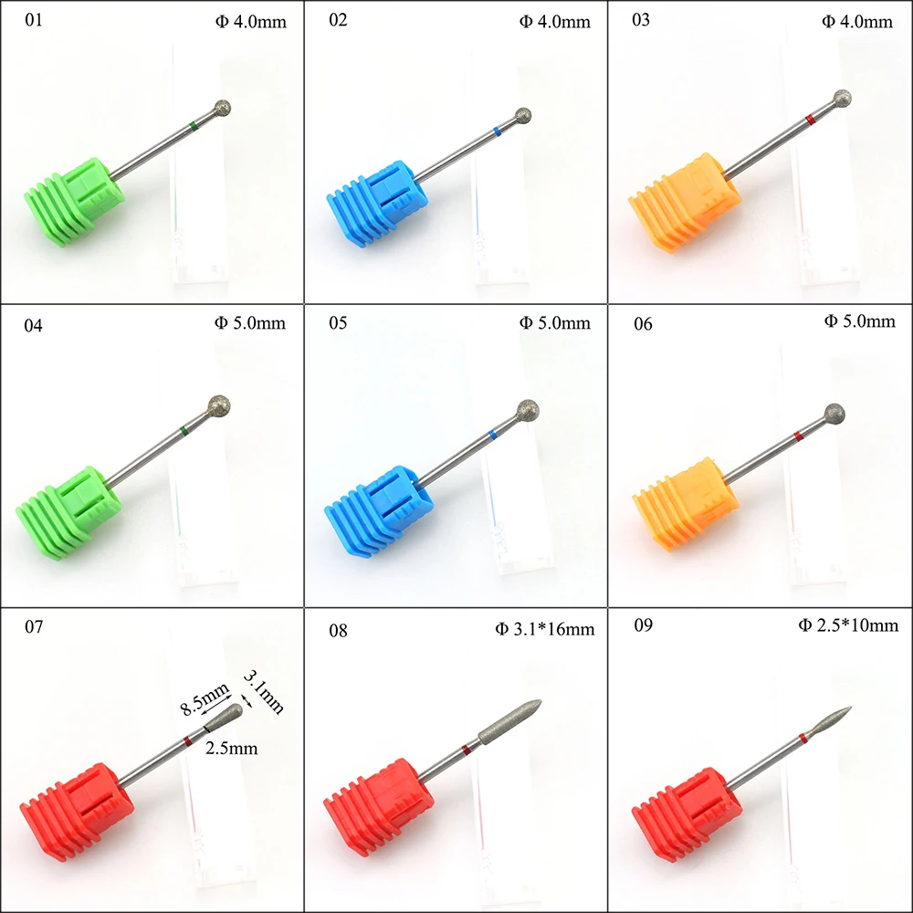 14 Type Diamond Nail Bits Rotate Milling Cutter File Electric Manicure Burr Machine Accessories Cuticle Clean Nail Art Tools