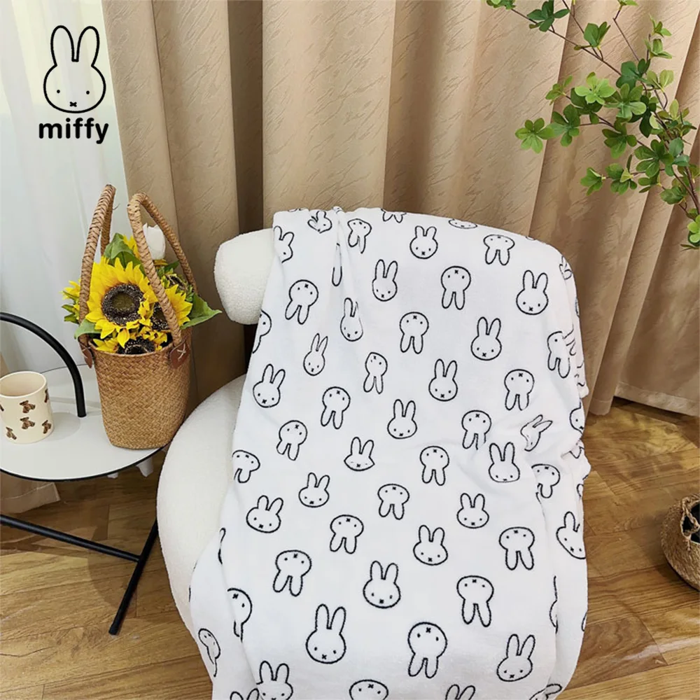 

Miffy Various Size Kawaii Flannel Quilt Office Napping Sheet Student Baby Soft Warm Blanket Cute Gift Toy