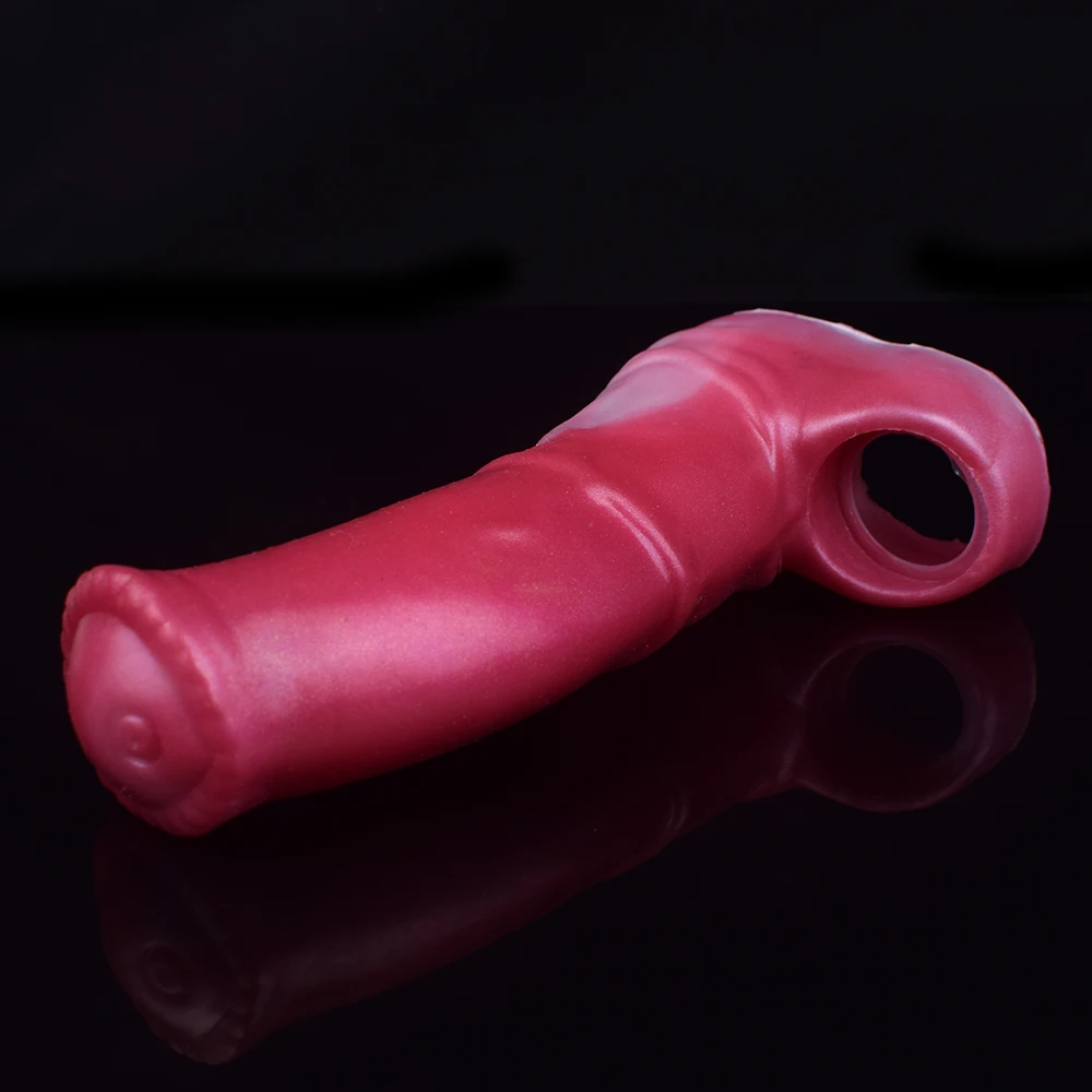 FAAK Fantasy Horse Penis Sleeve Gory Raw Meat Color Dick Enlargement & Extension Silicone Cock Sheath Sex Toys For Men