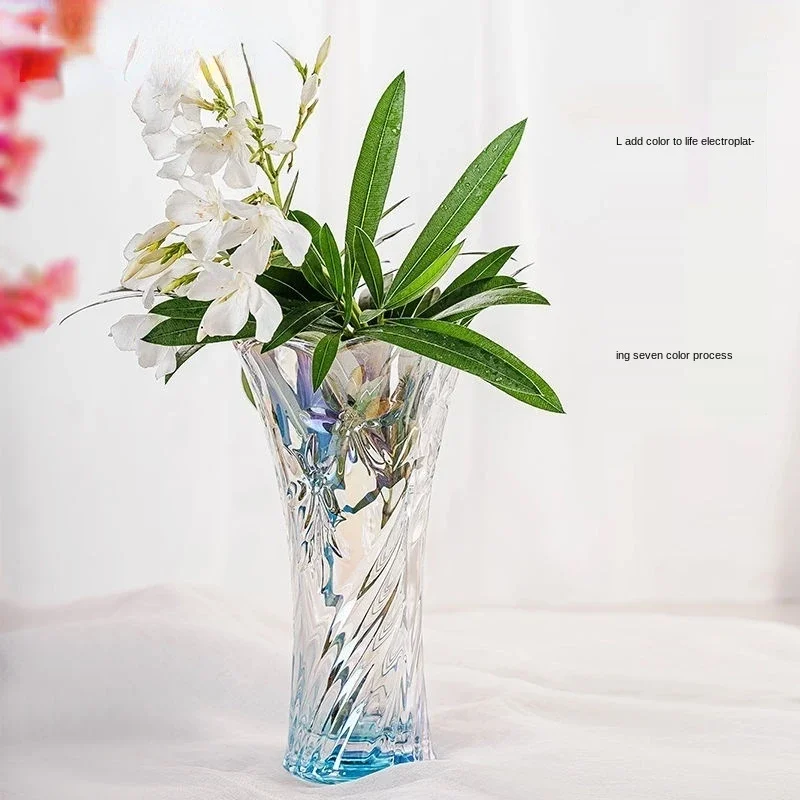 Large Thick Glass Vase Hydroponic Plant Lucky Bamboo Lily Flowers Vase Home Living Room Decoration