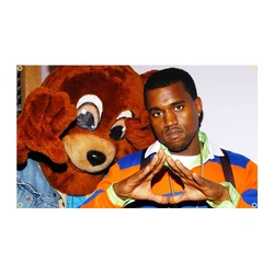Kanye Bear College Dropout Rapper Flag Classical Musics Tapestry Poster Banner For Bar Beer House College Dorm Room Man Cave
