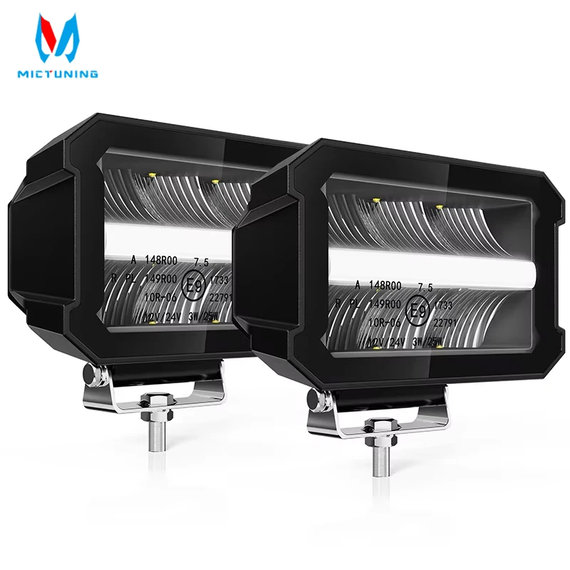 MICTUNING High-Power 2 PCS 50W Bezel-Less LED Pods Light, LED Driving Fog Light LED Work Light IP67 Waterproof with Adjustable