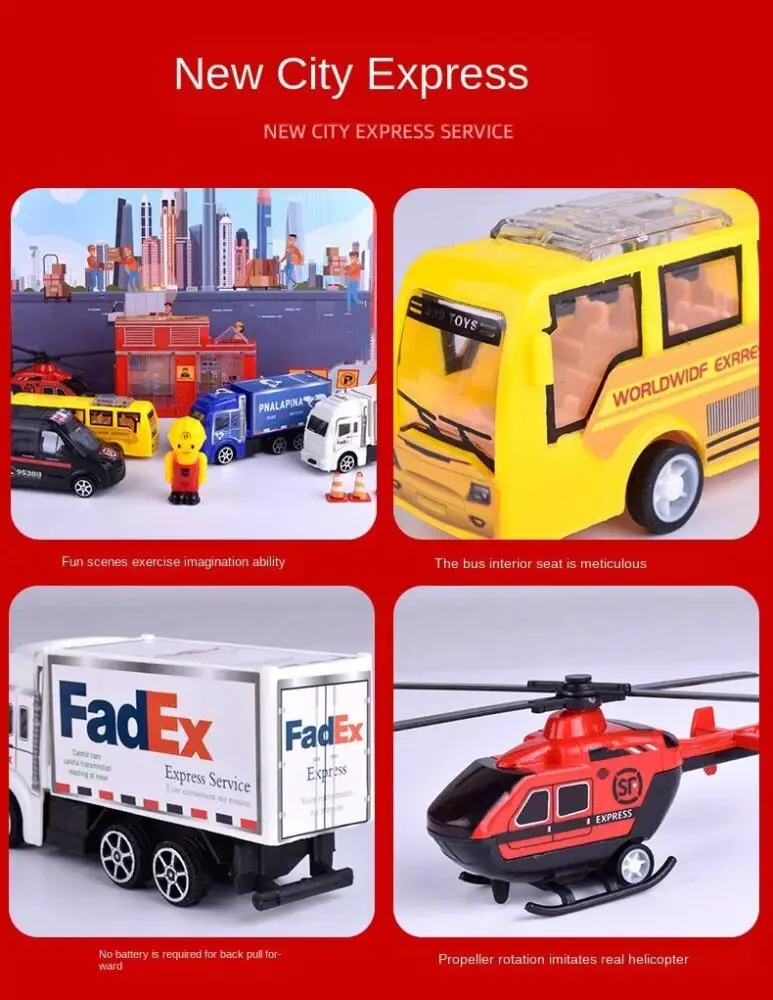 Construction Trucks Set Model Children\'s Engineering Car Toy Cars Aircraft Train Inertia Excavator  Engineering Vehicles for boy