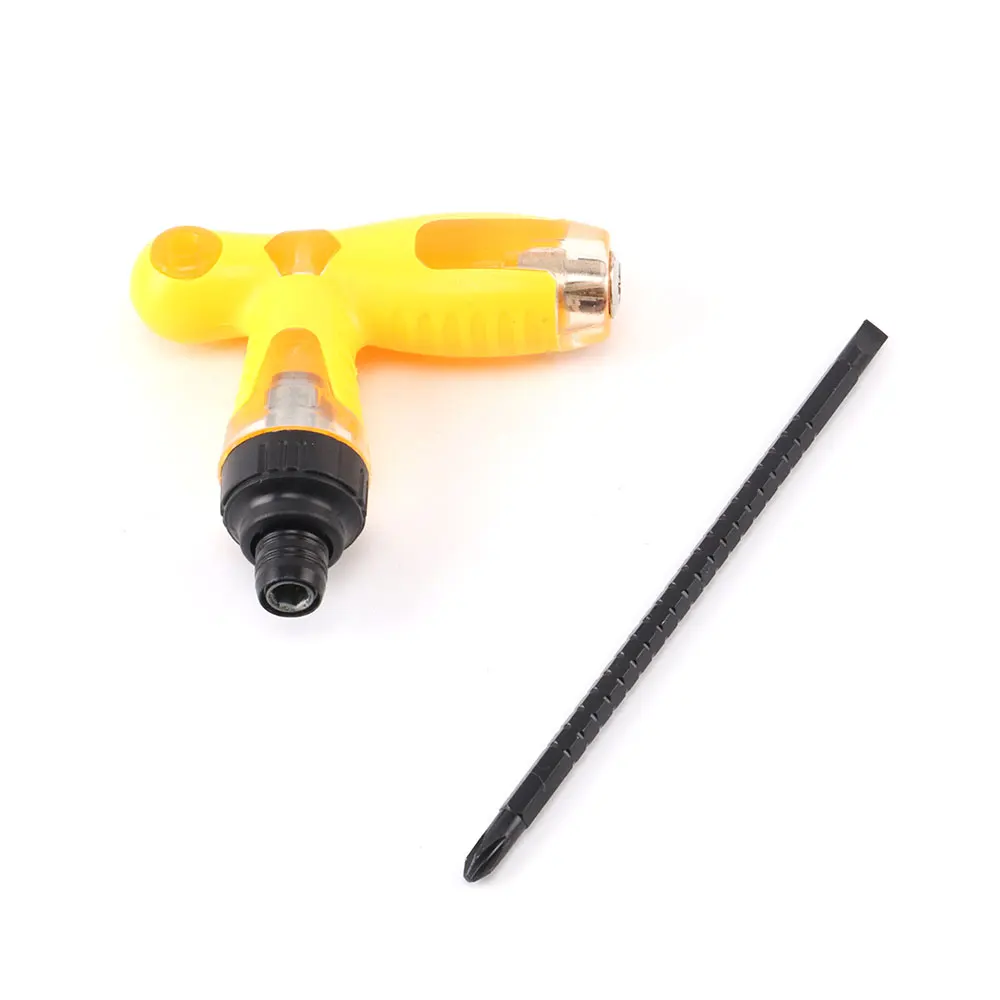 T-handled Ratcheting Screwdriver Tool Phillips Slotted Head Magnetic Tips