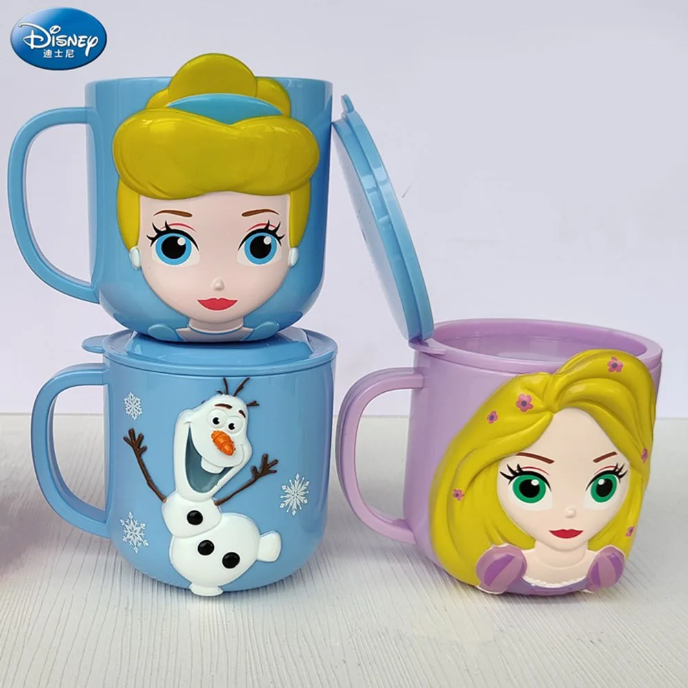 Cartoon Disney Mickey Stitch 260ML tazza per bambini con coperchio tazza per il latte Frozen Elsa 3D tazza per bere a casa tazza per spazzolatura