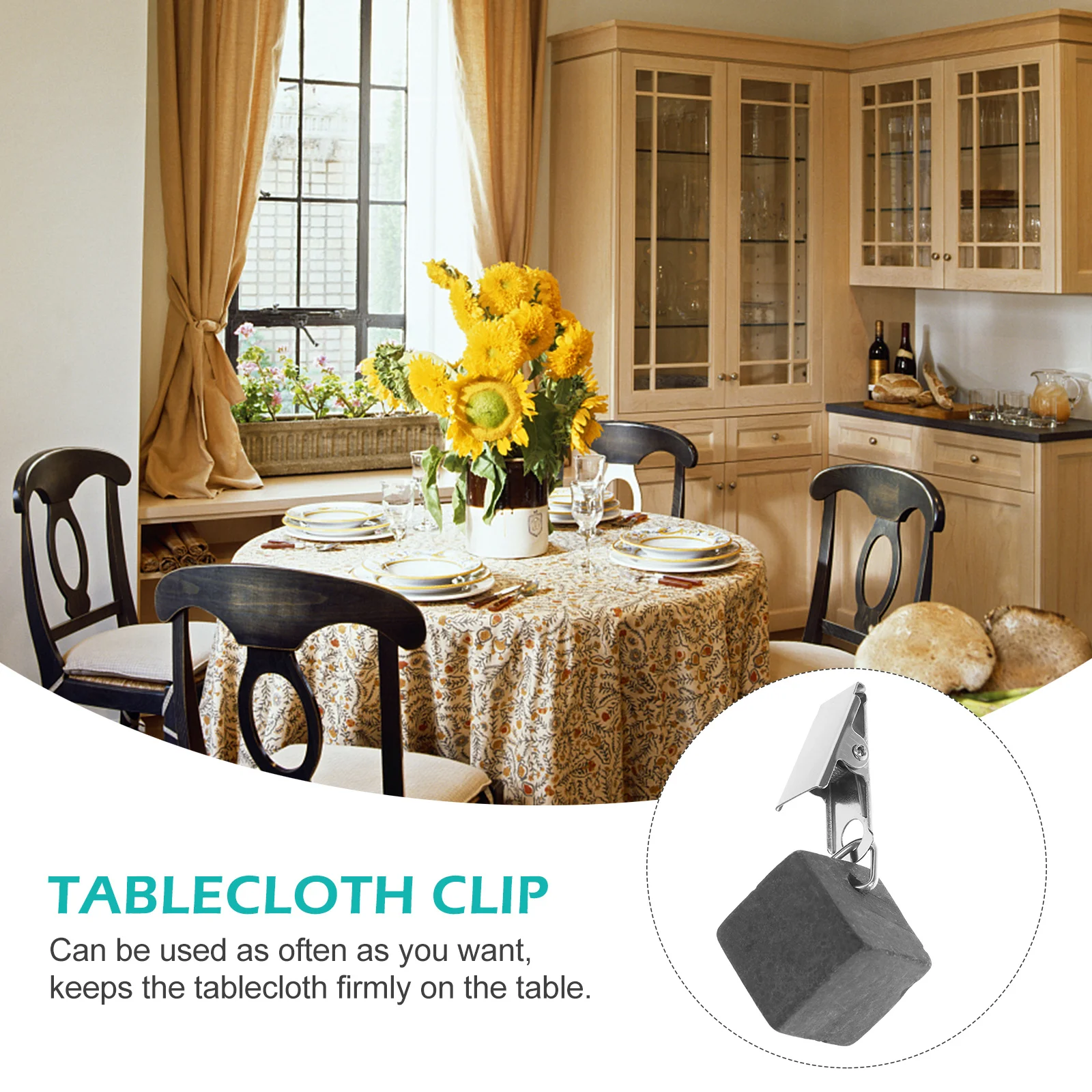 

4Pcs Tablecloth Weights Stone Pendants Metal Clips Outdoor Table Cover Clamps Anti-Slip Use Tablecloth Weights