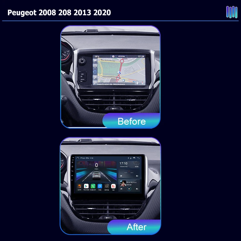 Android Car Radio AI VOICE Multimedia player for Peugeot 2008 208 2013 2020 GPS Navigation Stereo Screen Video Tape