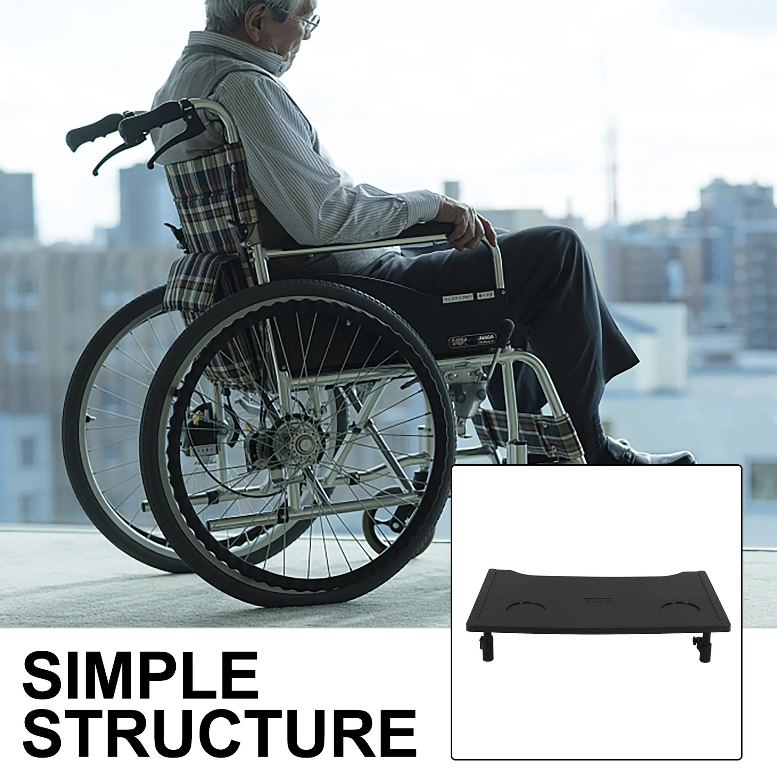 Wheelchair Tray Detachable Plastic Table Rectangular Cup Holder Design Mobility Scooter Dining Tray Elderly Wheelchair