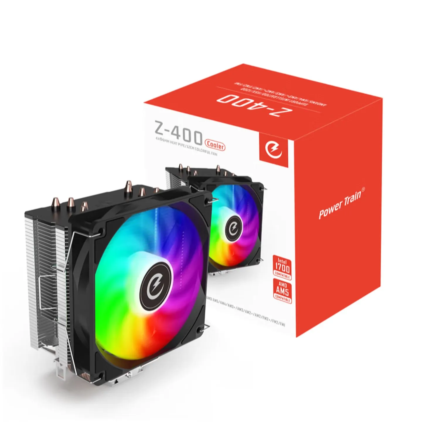 

Power Train Lightning Z400 Air-cooled CPU Cooler 4 Copper Tubes Desktop Computer Tower Air-cooled Cooler