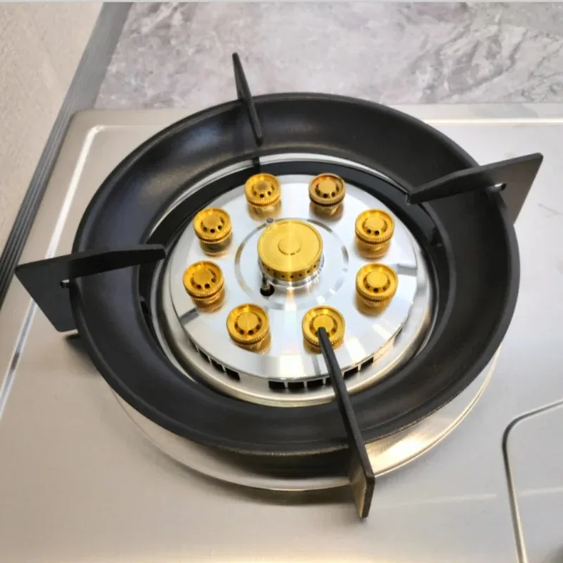 Fornello a gas da incasso 2 fuochi Pannello in acciaio inossidabile Design a nove teste Piano cottura a gas Fornello a batteria per cucinare