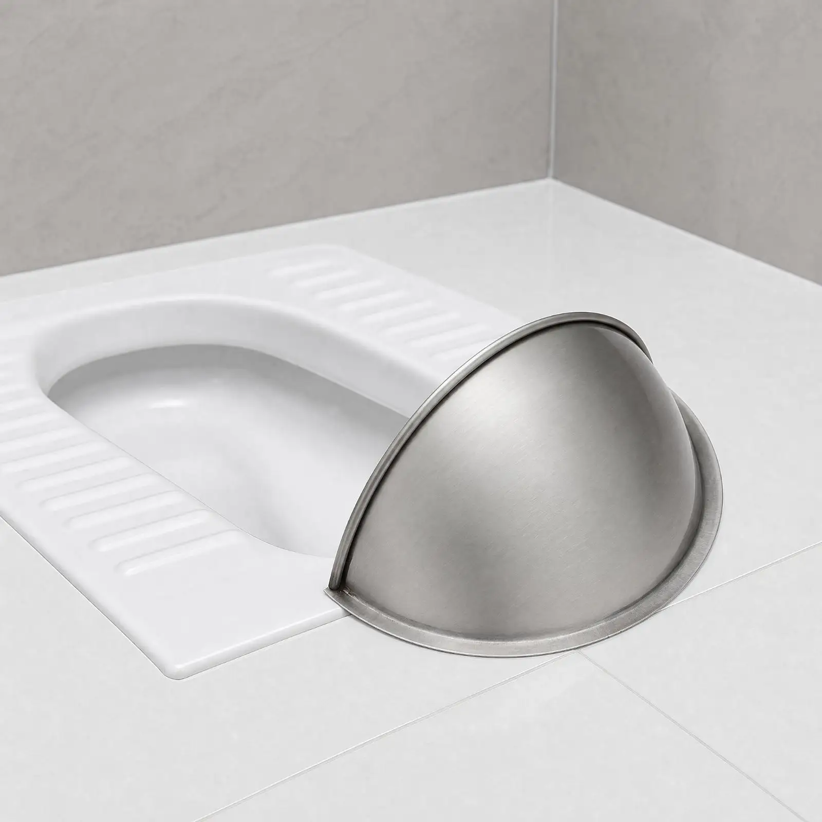 Semicircular Toilet Pee Guard Stainless Steel Splash Panel for Squat Toilet Floor Keep Dry