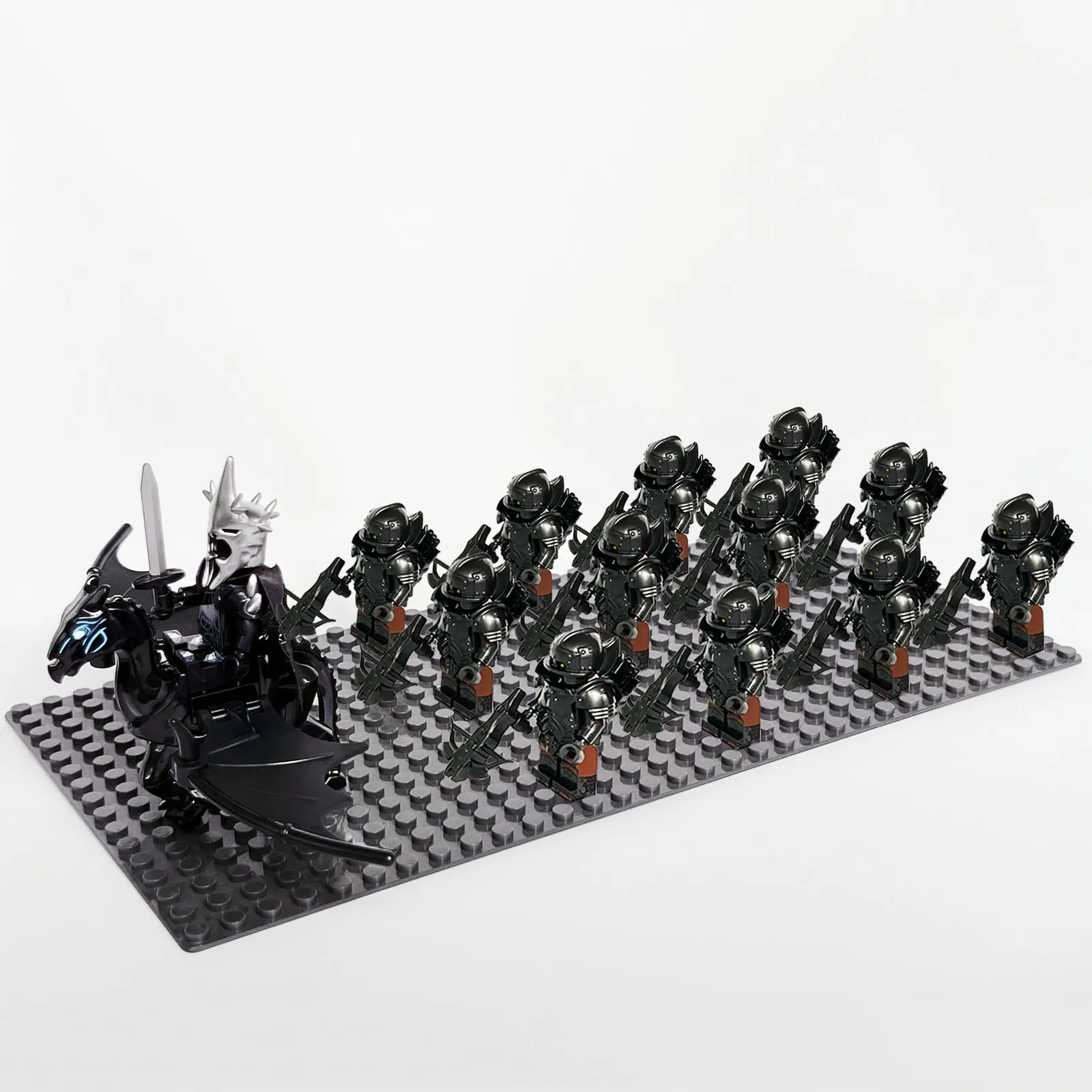 13pcs Medieval Soldiers Lord Sauron Witch-king of Angmar Shadow Orcs Strong Uruk-hai Minifig Building Block Toys for Kids