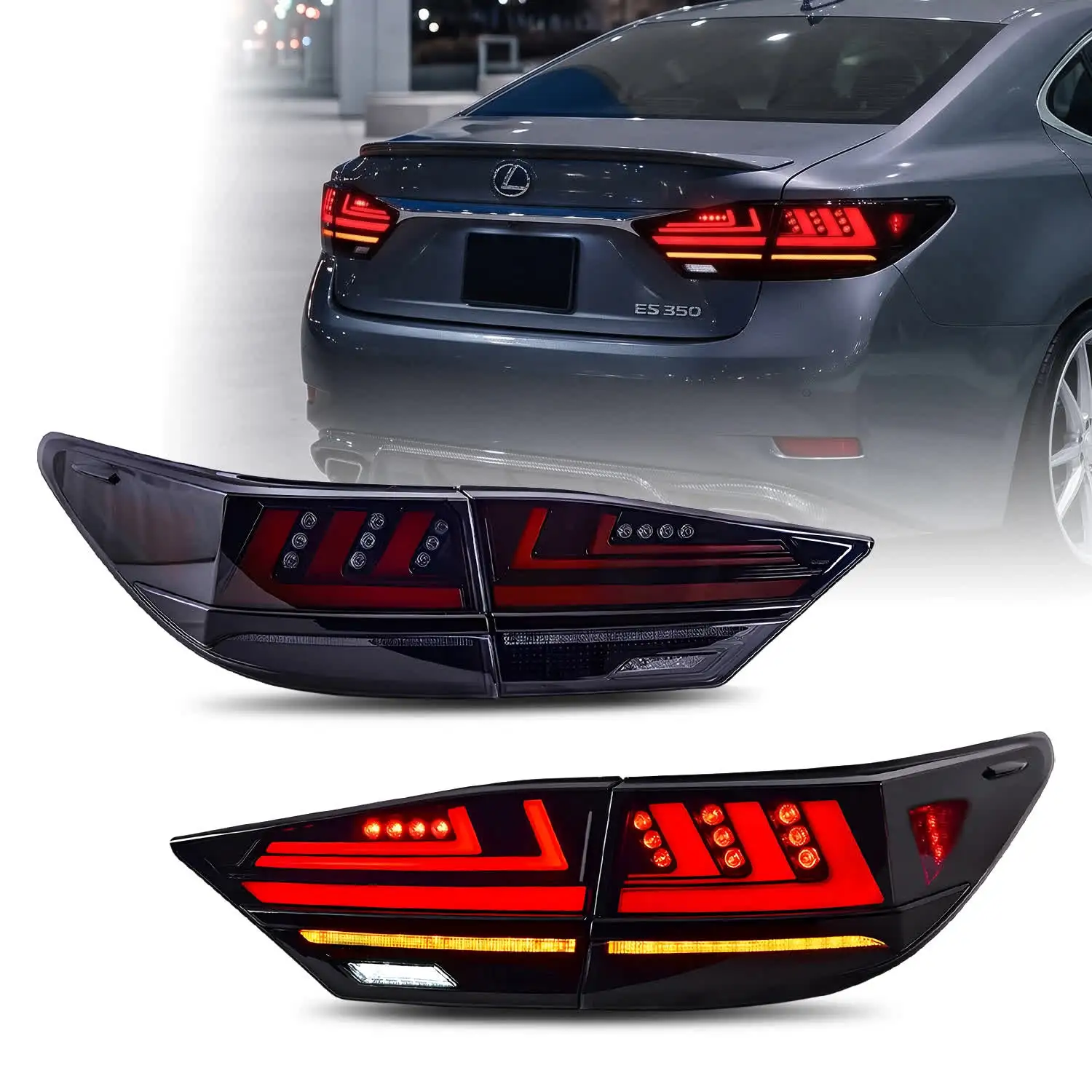 HCMOTIONZ GTS OLED Style LED Tail Lights for BMW 3 Series F30 F80 2012-2018 Start-up Animation Sequential Turn Signal Smoke Red