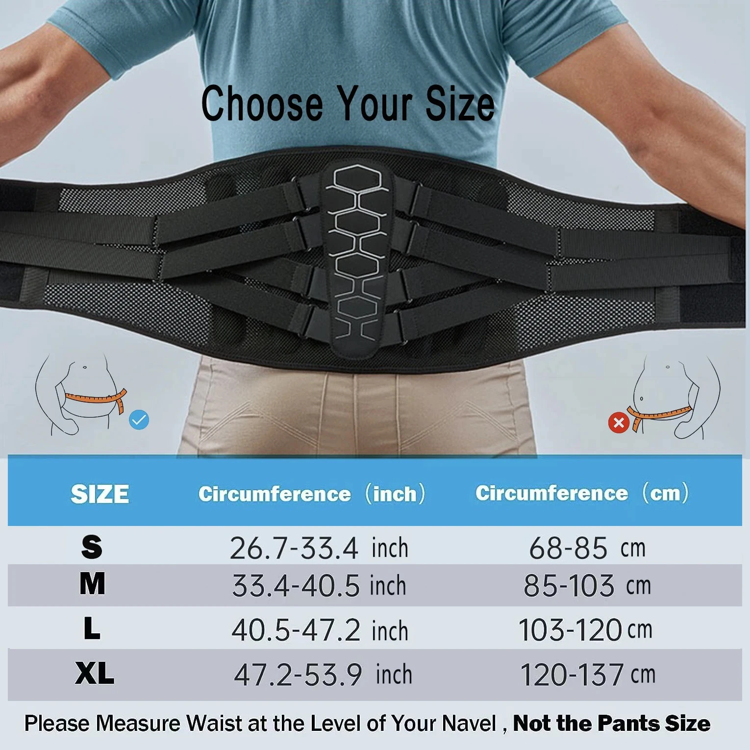 Cinture sportive, tutore per la parte bassa della schiena, cinture di supporto lombare, Design ergonomico, adatto per dischi erniati, Sciatica per