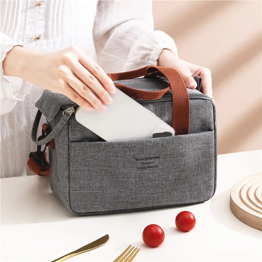 Borsa per il pranzo portatile per scatola per il pranzo con isolamento termico Tote Cooler Borsa Bento impermeabile Borse a tracolla per alimenti da ufficio