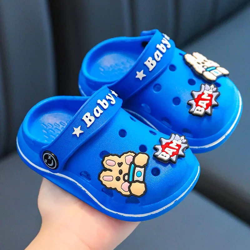 Children Bathroom Slippers Summer Solid Color Anti Slip Soft Sole Kid Slippers 2-8 Years Old Boys and Girls Cute Home Slippers