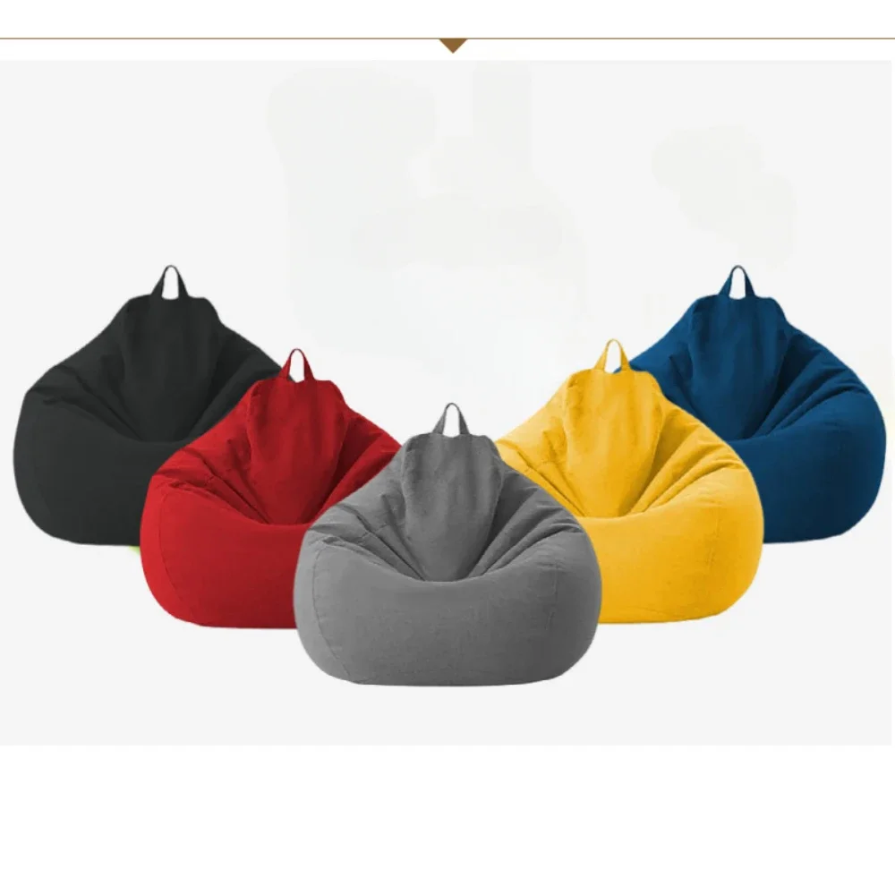 Lazy Sofa Cover Solid Chair Covers Without Filler Linen Cloth Lounger Seat Bean Bag Pouf Puff Couch Tatami Living Room Beanbags