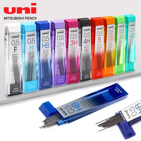 일본 유니 기계식 펜슬 리드, 학생 페인팅 문구, 202ND 연속 리드 0.3, 0.5, 0.7, 0.9mm, HB, 2B, 2H, 3B, 4B, 1 개