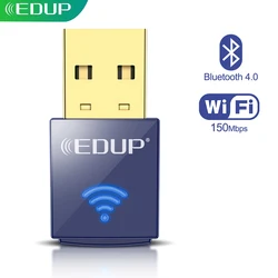 EDUP 150Mbps Mini WiFi Adapter USB2.0 Bluetooth4.0 WiFi Wireless Network Card 2.4G Stable Signal Adapter for PC Desktop Laptop