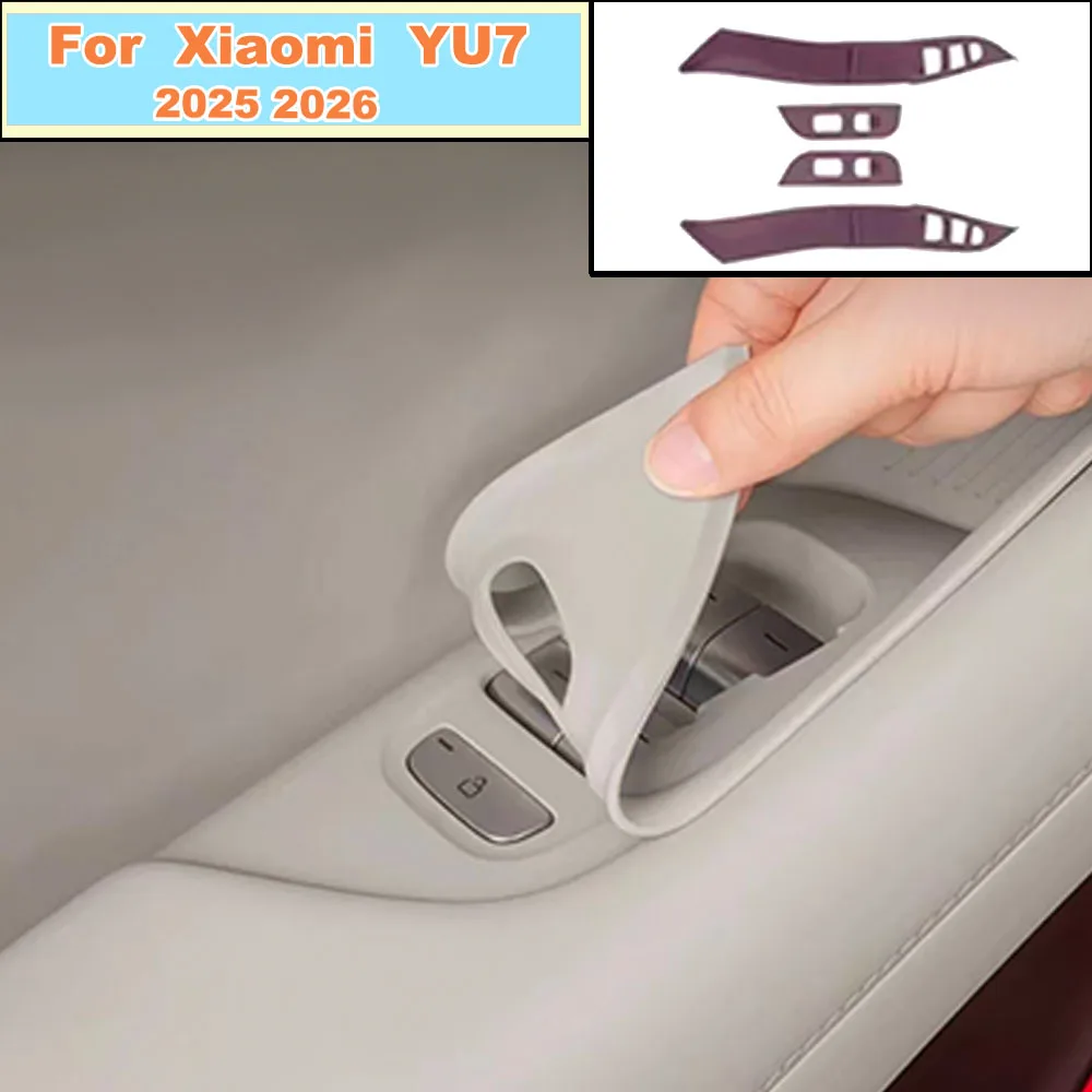 

For XIAOMI YU7 2025 2026 Full Wrap Door Window Lift Button Storage Pad Car Interior Door Control Panel Protective Mat