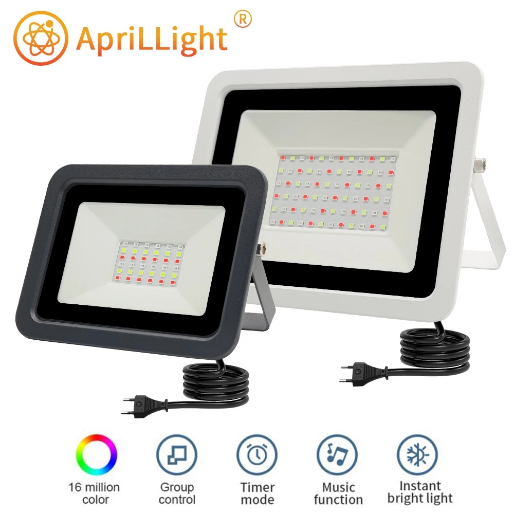 

LED Reflector RGB Smart Floodlight Outdoor Spotlight 50W 100W Waterproof 220V Warm Cool Lighting Bluetooth APP Control.