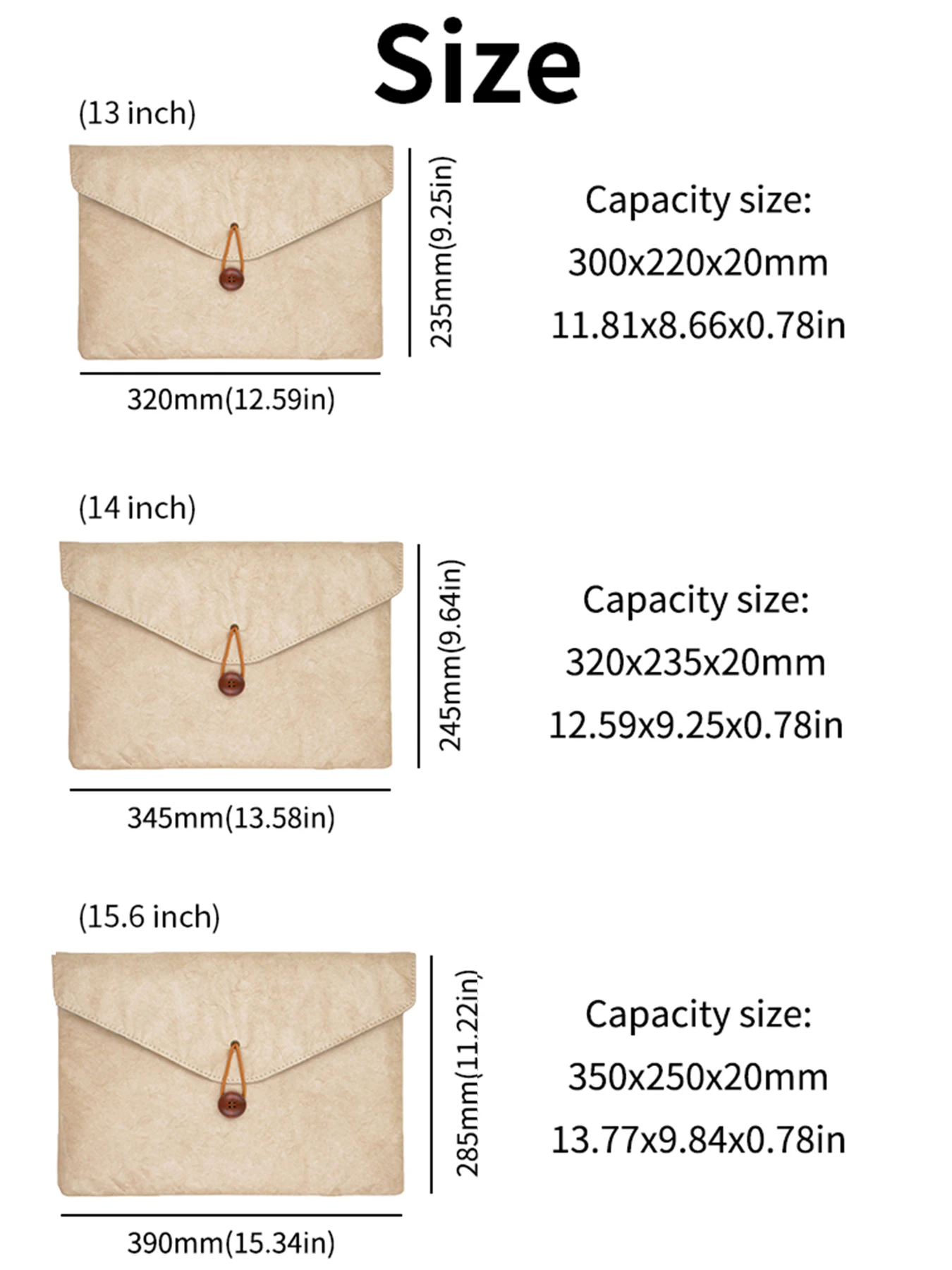 Vintage Envelope Style 13/14/15/16 Inch Sleeve Pouch Paper Material Laptop Bag Case For MacBook Pro 16 Air 13.6