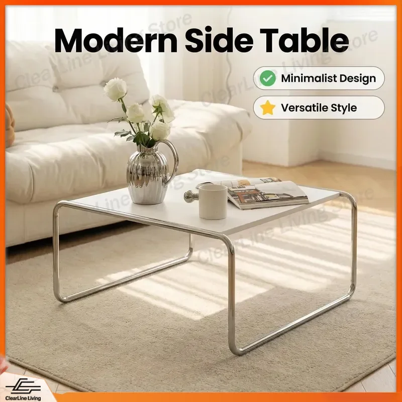 Modern Minimalist Small Square Sofa Table Balcony Side Table Living Room Coffee Table for Small Apartment Compact Foldable
