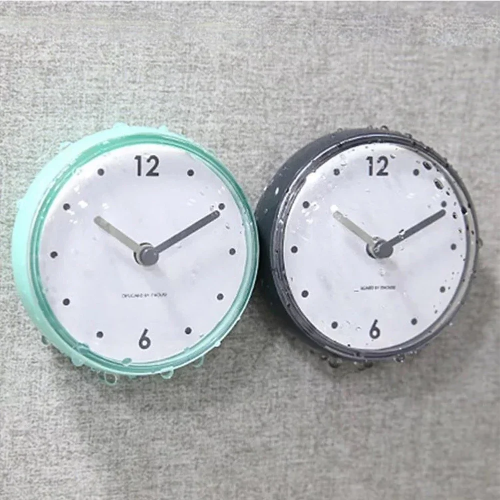 Kitchen Sucker Wall Clock Bathroom Sucker Wall Clock Bathroom Wall Clock Pink Plastics 1pcs 75x75mm Anti-Fog Black