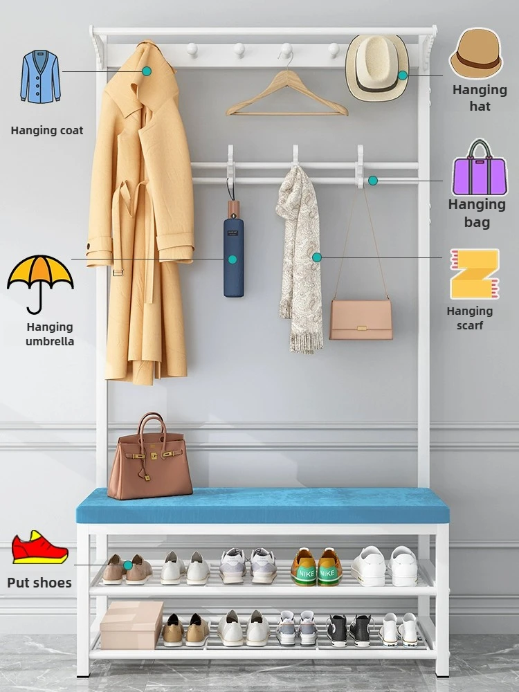 Shoe Changing Stool,Clothing Shelf,Floor To Ceiling Shoe Rack,Hanging Clothes Rack,Integrated Entrance Shoe Cabinet,Bag Rack