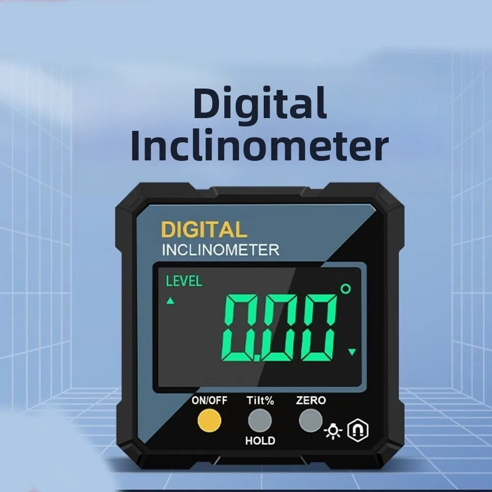 Alat Ukur Sudut Elektronik Tahan Air dengan Lampu Latar LCD Magnetik Satu Sisi Pengukur Kemiringan Inclinometer Digital Presisi Tinggi