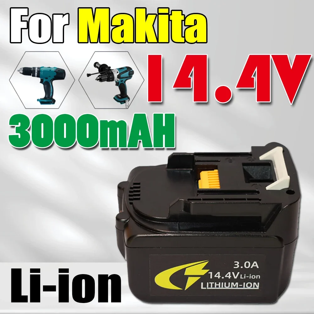 14.4V 3000mAh Rechargeable Li-ion Battery For Makita 14V Power Tools  Batteries BL1460 BL1430 1415 194066-1