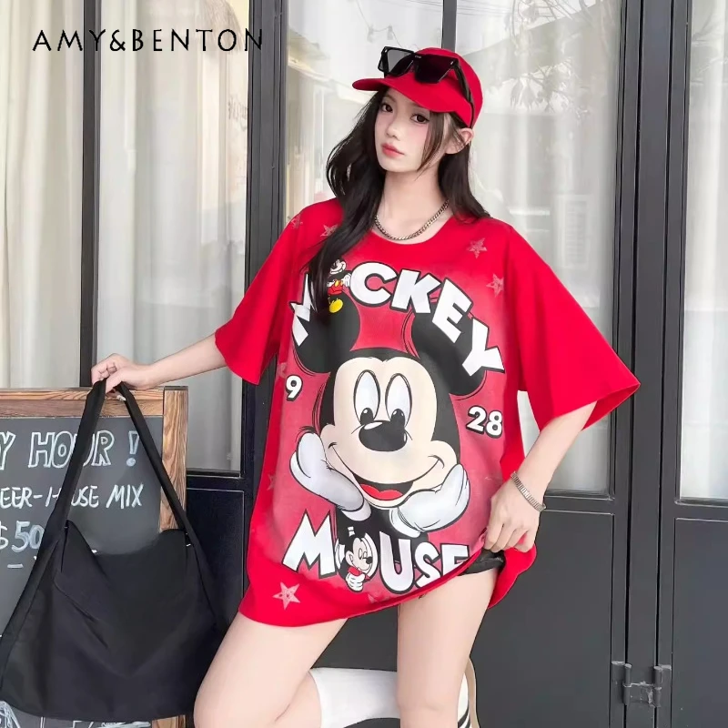 

American Retro Trendy Brand Fun Cartoon Print Round-neck Short-sleeves T-shirt Men's And Women's 2026 Summer New Design Top Tees