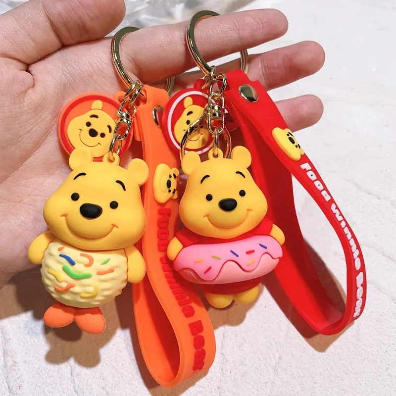 Cartoon Winnie the Pooh keychain pendant cute school bag pendant keychain cartoon couple silicone doll exquisite car keychain